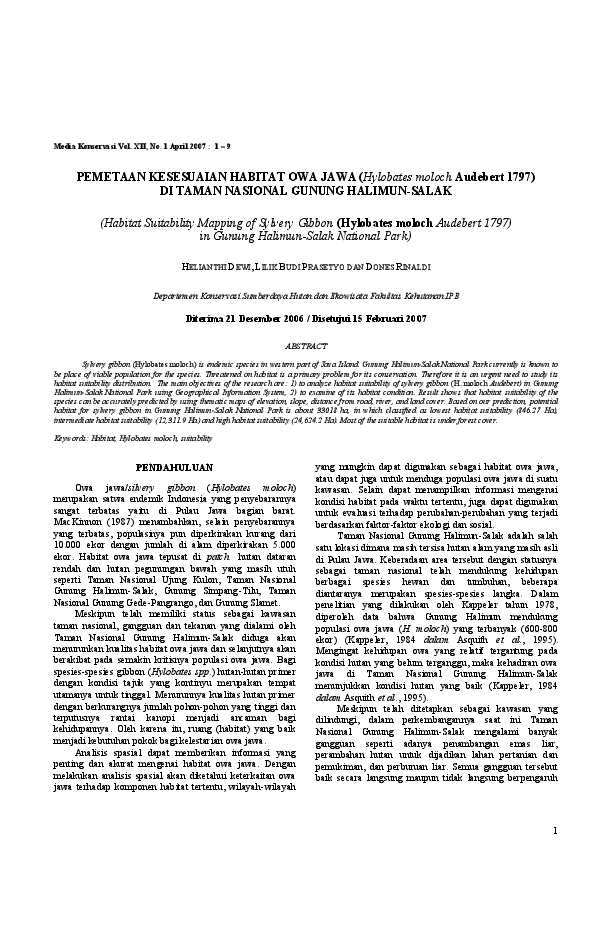(PDF) Media Konservasi Vol. XII, No. 1 April 2007 Konservasi