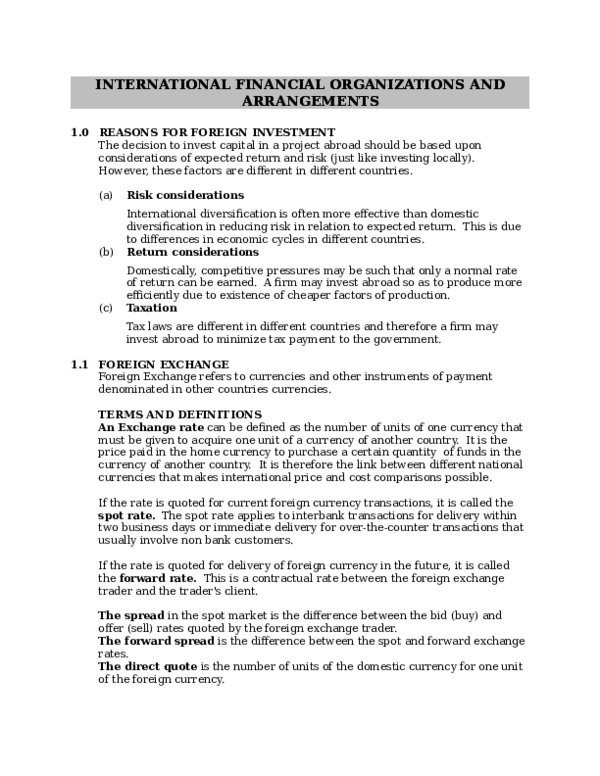 (DOC) international finance notes