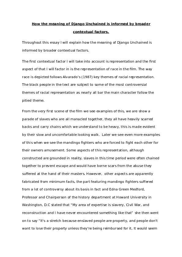 (DOC) How the meaning of Django Unchained is informed by broader