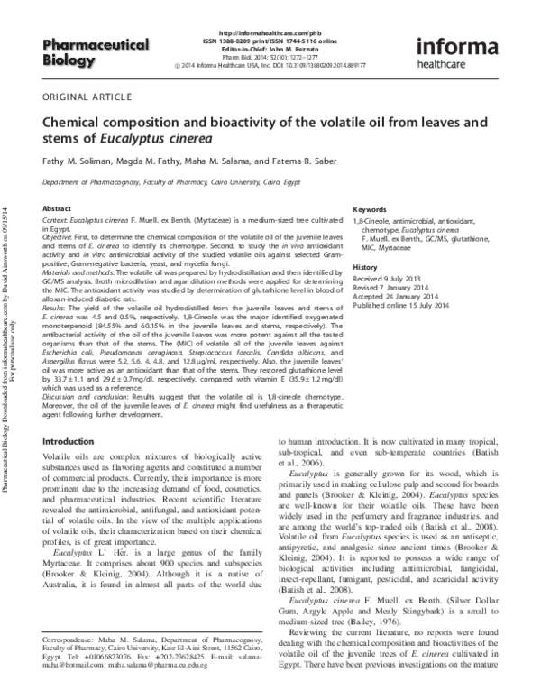 (PDF) Chemical composition and bioactivity of the volatile oil from ...