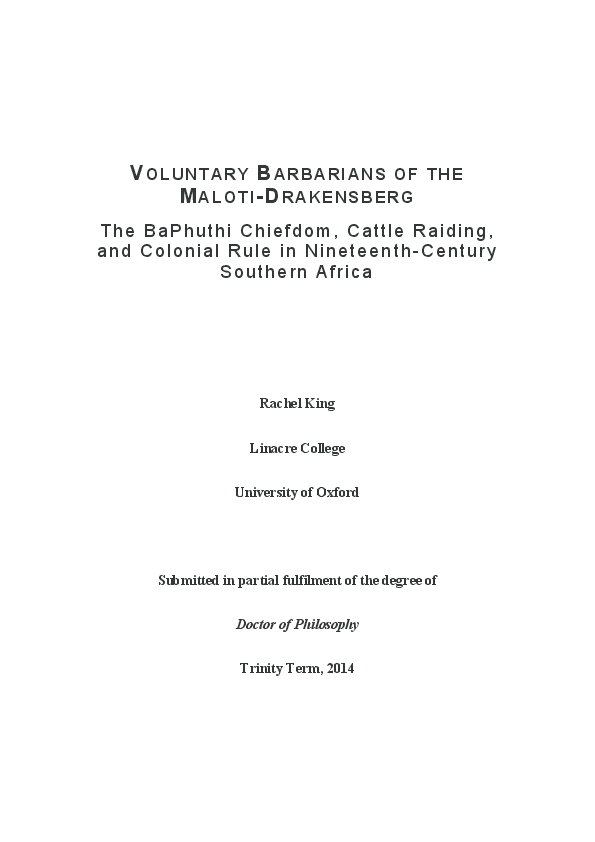 (PDF) Voluntary Barbarians of the Maloti-Drakensberg: The BaPhuthi ...