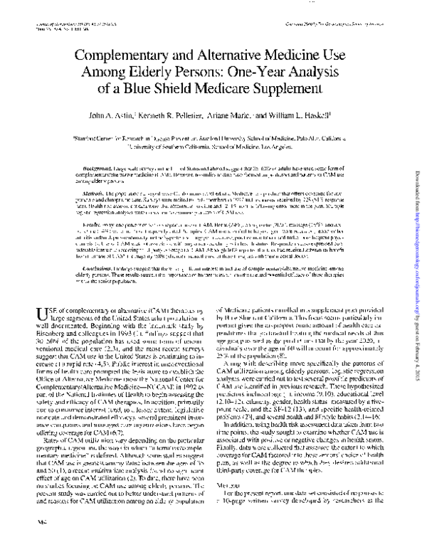 (PDF) Complementary and Alternative Medicine Use Among Elderly Persons ...