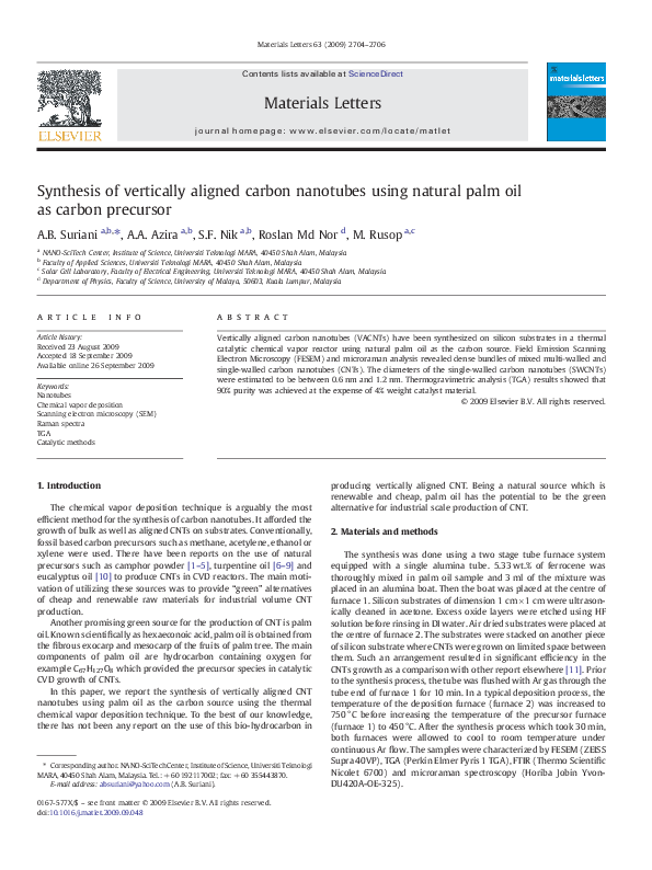 (PDF) Synthesis of vertically aligned carbon nanotubes using natural ...