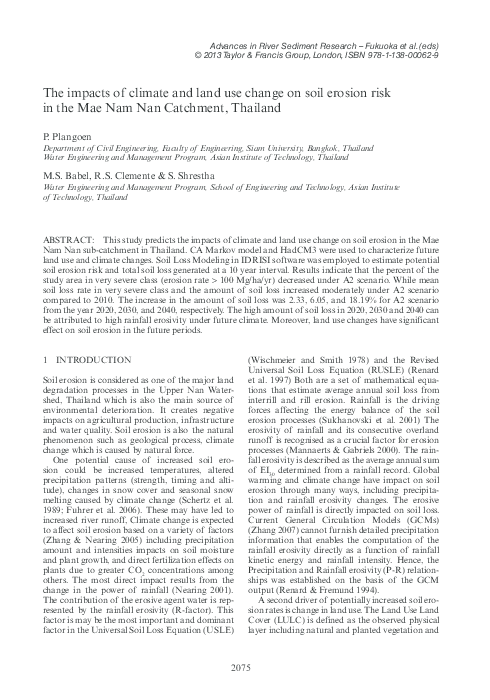 (PDF) The impacts of climate and land use change on soil erosion risk ...