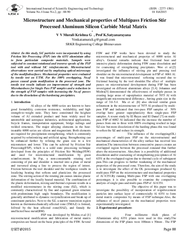 (PDF) Microstructure and Mechanical properties of Multipass Friction ...