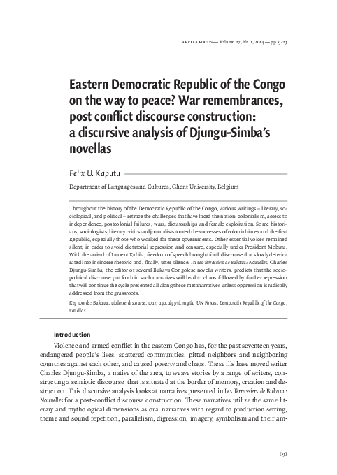 Eastern Democratic Republic of the Congo on the way to peace