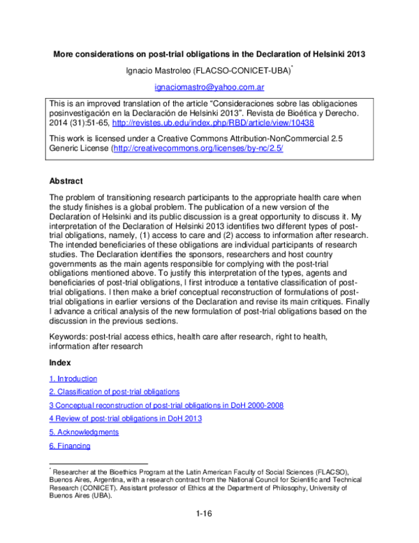 (PDF) More considerations on posttrial obligations in the