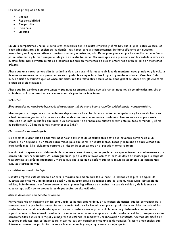 (DOC) Los cinco principios de Mars