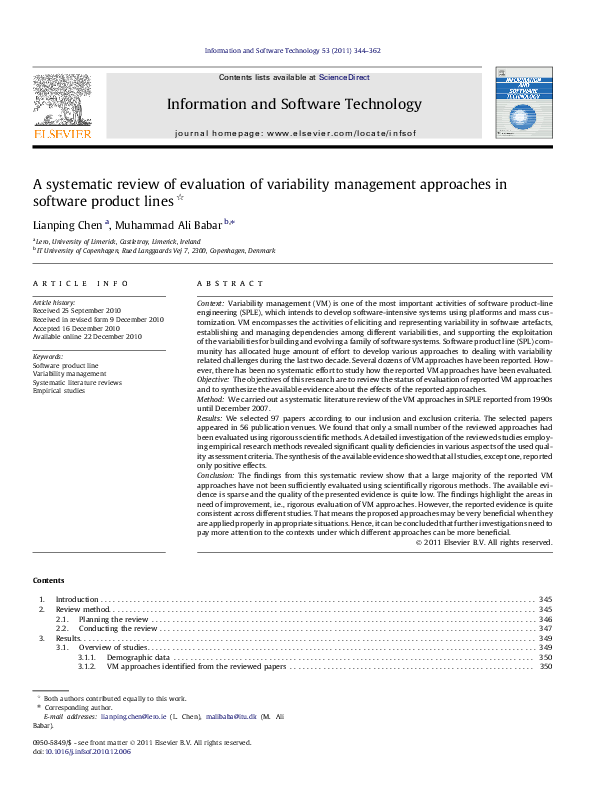(PDF) A Systematic Review of Evaluation of Variability Management ...