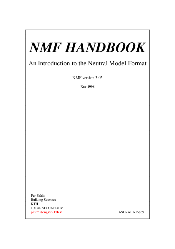 (PDF) NMF HANDBOOK An Introduction to the Neutral Model Format Contents