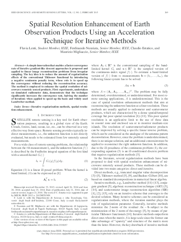 (PDF) Spatial Resolution Enhancement of Earth Observation Products ...