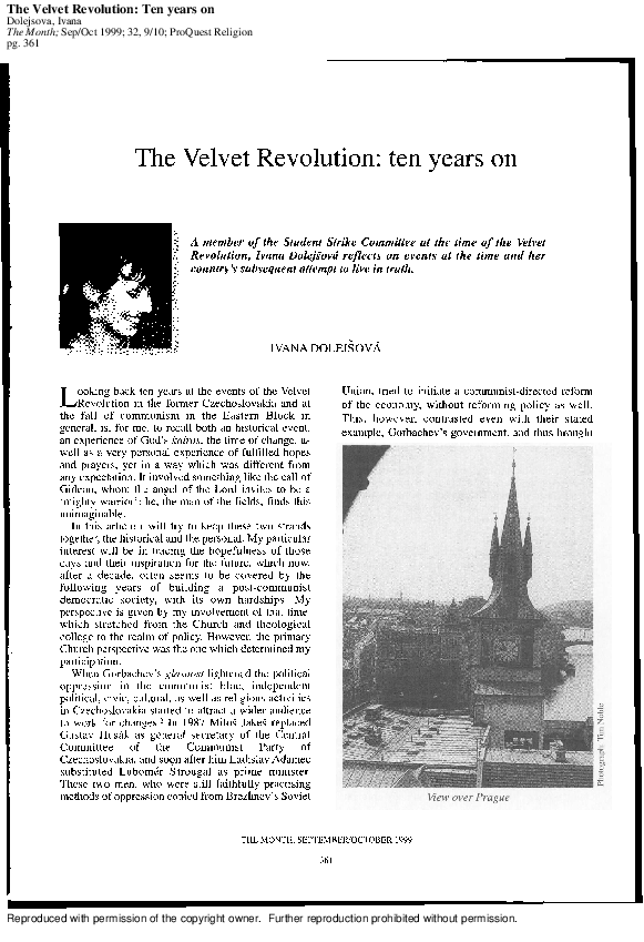 Impact of the velvet revolution image