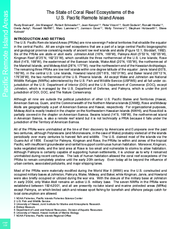 (PDF) The State of Coral Reef Ecosystems of the U.S. Pacific Remote ...