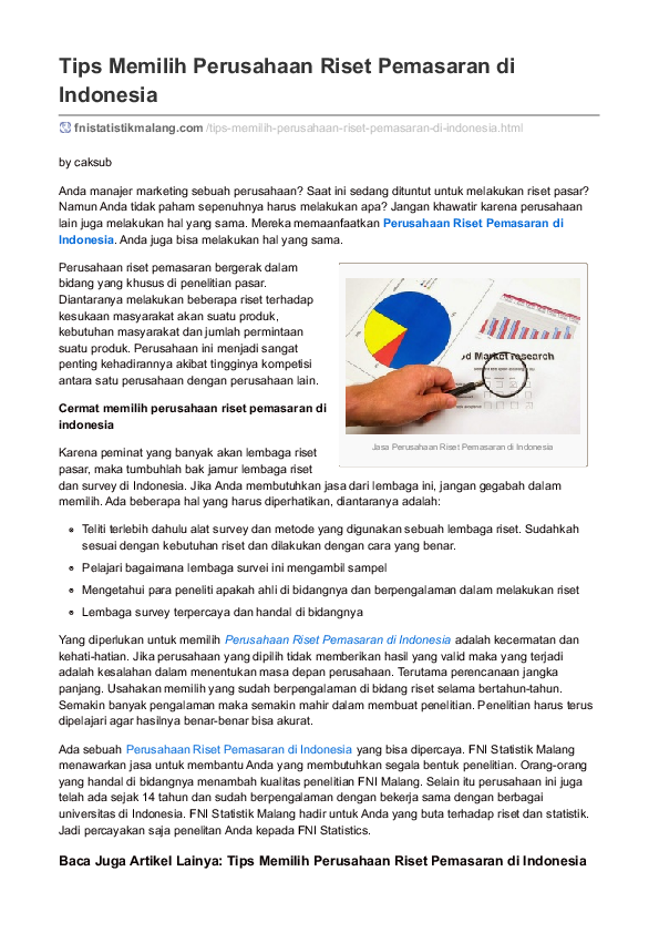 Pdf Perusahaan Riset Pemasaran Di Indonesia Fni Statistik Malang Fni Statistik Malang Academia Edu