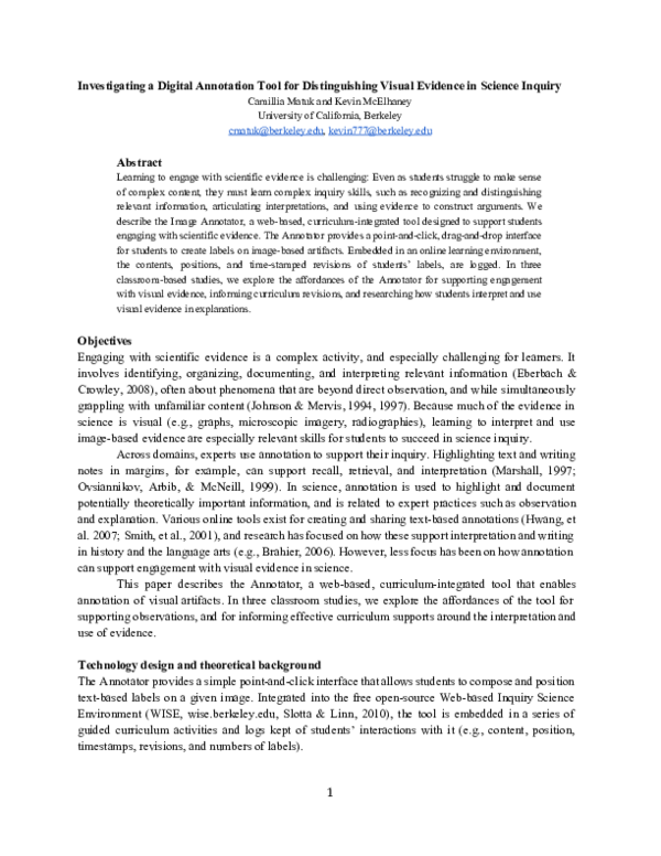 (PDF) Investigating a Digital Annotation Tool for Distinguishing Visual ...