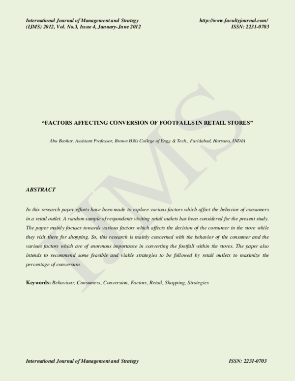 (PDF) Consumer Behaviour in retailing: Factors affecting conversion of ...