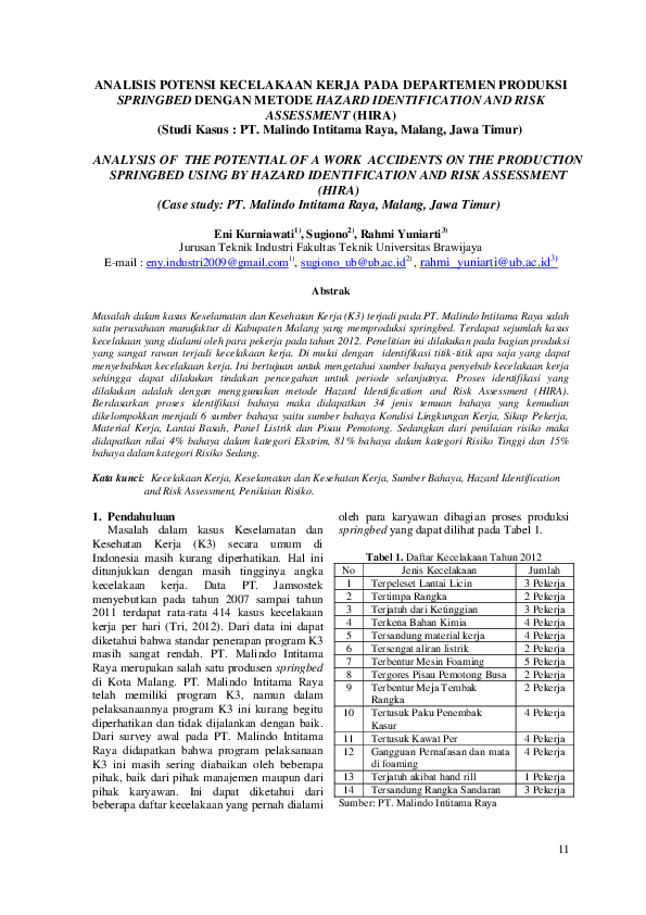  PDF ANALYSIS OF THE POTENTIAL OF A WORK ACCIDENTS ON THE PRODUCTION 