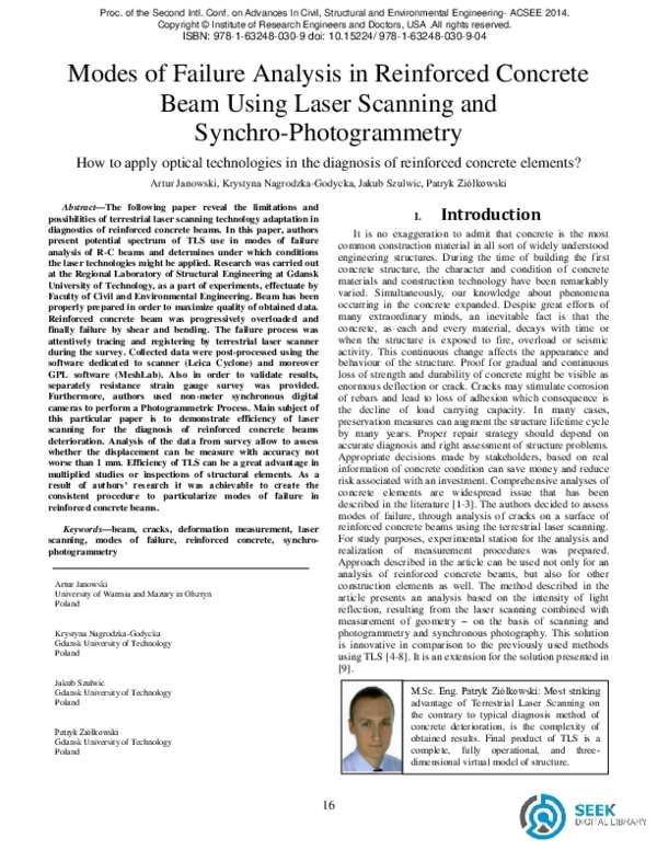 (PDF) MODES OF FAILURE ANALYSIS IN REINFORCED CONCRETE BEAM USING LASER ...