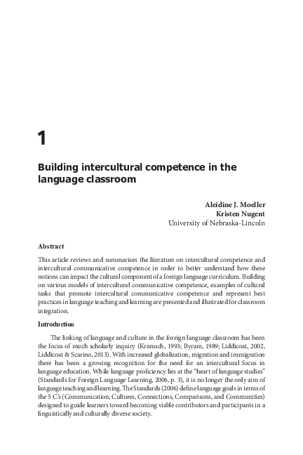 (PDF) Building Intercultural Competence in the Language Classroom