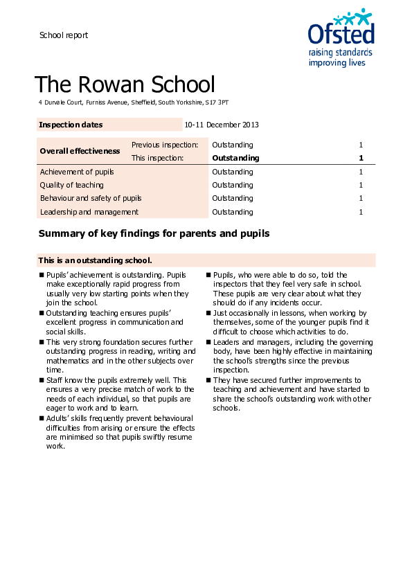 (PDF) School report Summary of key findings for parents and pupils