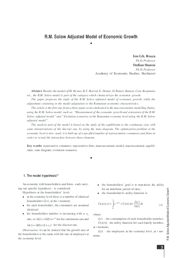 (PDF) R.M. Solow Adjusted Model of Economic Growth