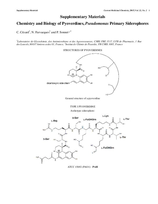 (PDF) Chemistry and Biology of Pyoverdines, Pseudomonas Primary ...