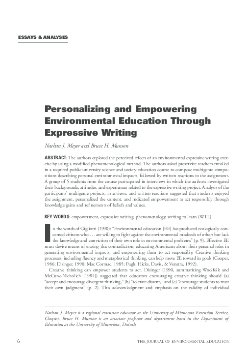 (PDF) Personalizing and Empowering Environmental Education Through ...