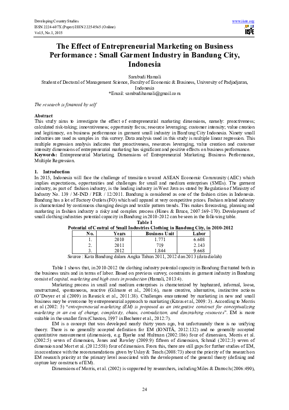 (PDF) The Effect of Entrepreneurial Marketing on Business Performance ...