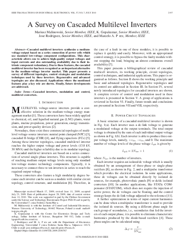 (PDF) A Survey on Cascaded Multilevel Inverters