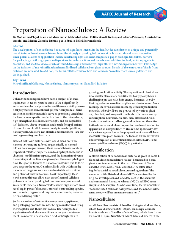 (PDF) Preparation of Nanocellulose: A Review