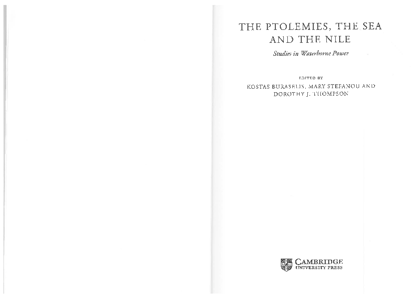 First page of “„The Nile Police in the Ptolemaic Period“, in: K. Buraselis – M. Stefanou – D.J. Thompson (Hg.), The Ptolemies, the Sea and the Nile. Studies in Waterborne Power, Cambridge 2013, 172-184.”
