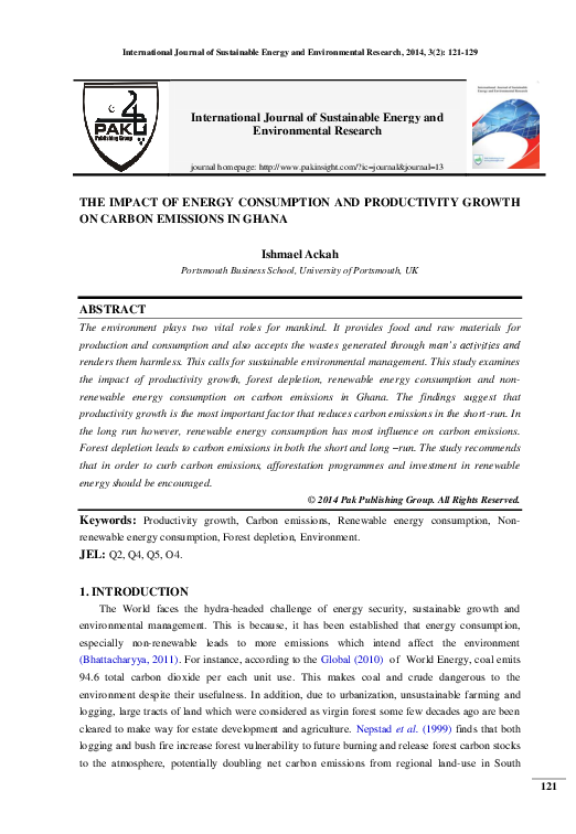 (PDF) THE IMPACT OF ENERGY CONSUMPTION AND PRODUCTIVITY GROWTH ON ...
