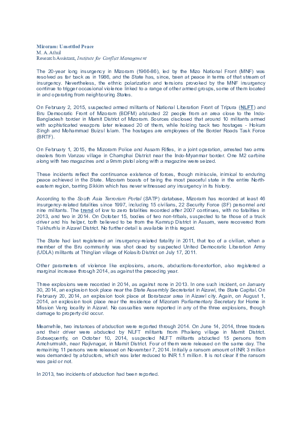 (DOC) Mizoram : Assessment 2014