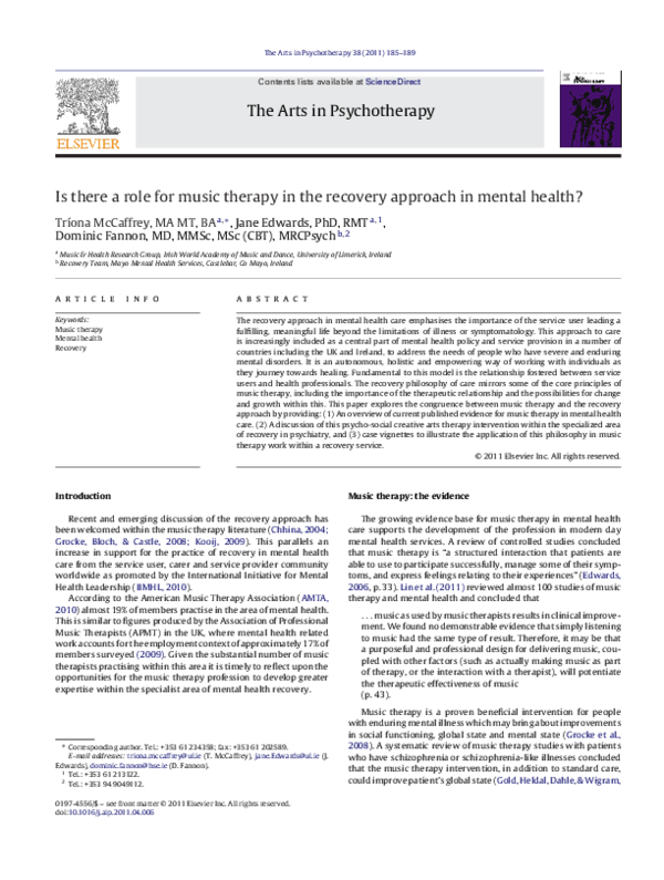 (PDF) Is there a role for music therapy in the recovery approach in ...