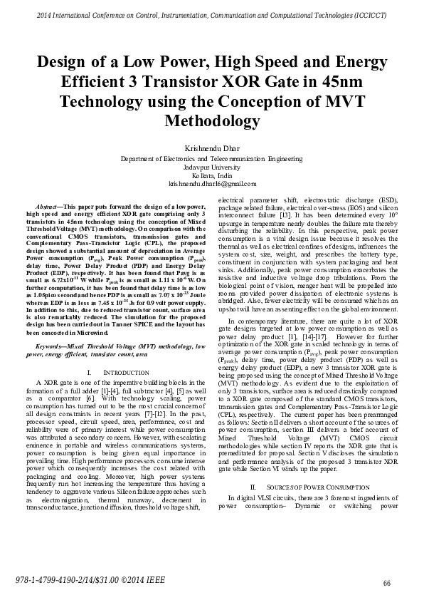 (PDF) Design of a low power, high speed and energy efficient 3 ...