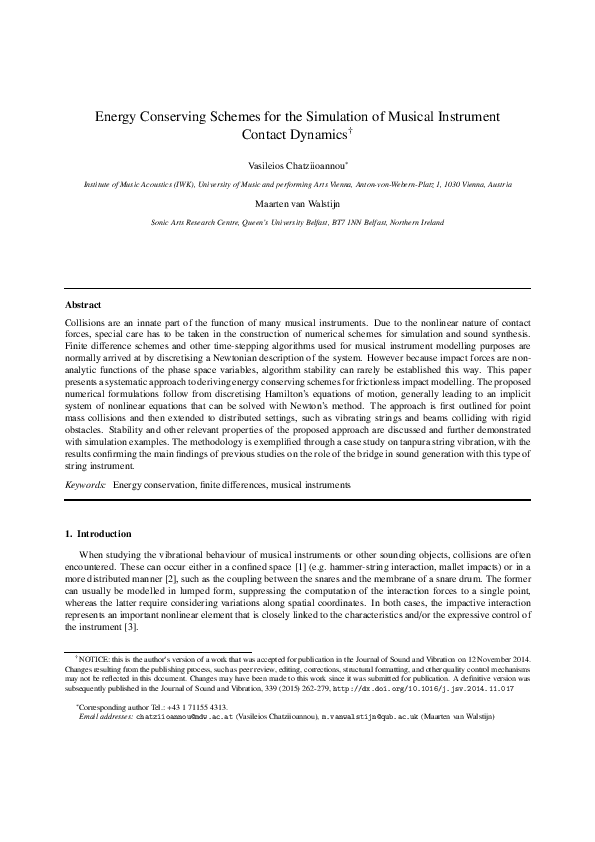 (PDF) Energy Conserving Schemes for the Simulation of Musical ...