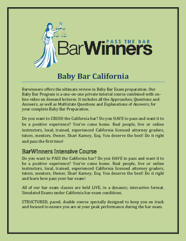 (PDF) Baby Bar California Bar Winners Academia.edu