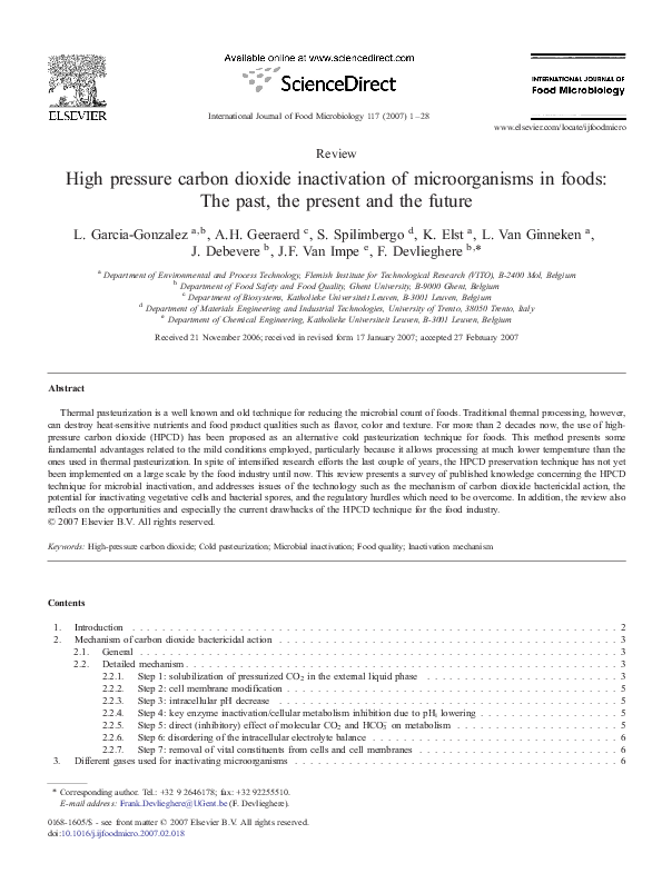 (PDF) Review High pressure carbon dioxide inactivation of ...