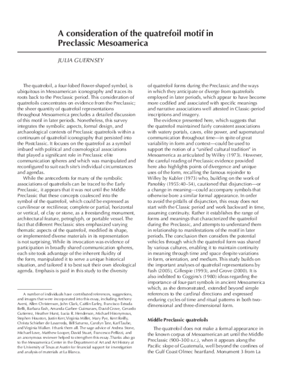 A Consideration of the Quatrefoil Motif in Preclassic Mesoamerica