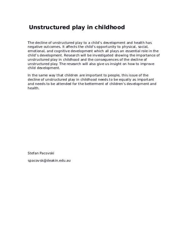 Structured vs unstructured play in early childhood picture