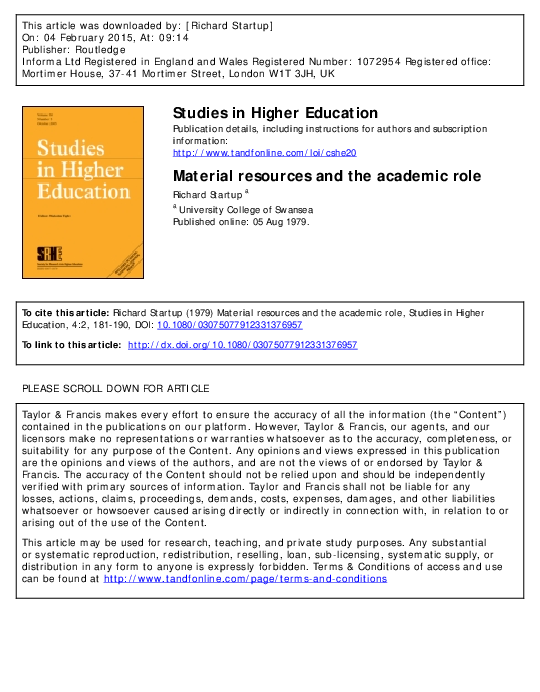 (PDF) Material Resources and the Academic Role
