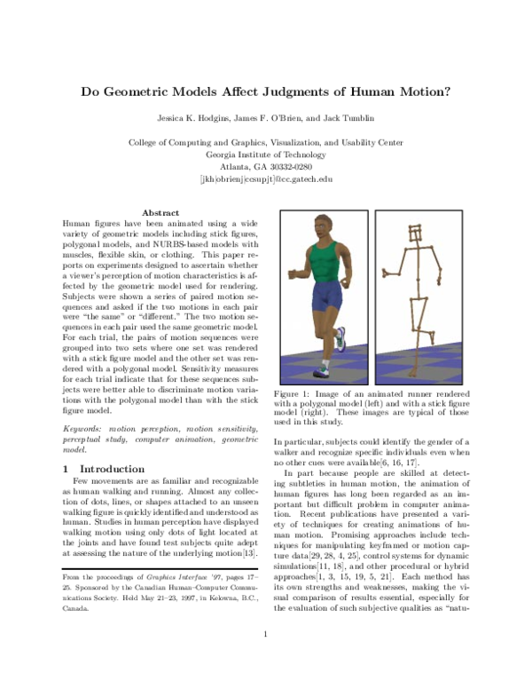 (PDF) Do Geometric Models Affect Judgments of Human Motion?