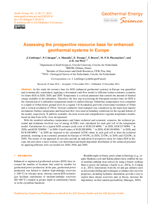 (PDF) Assessing the prospective resource base for enhanced geothermal ...