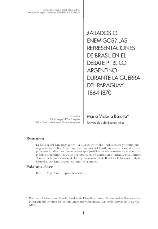 (PDF) ¿Aliados o enemigos? Las representaciones de Brasil en el debate