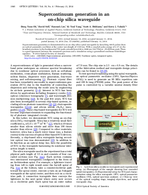 (PDF) Supercontinuum generation in an on-chip silica waveguide