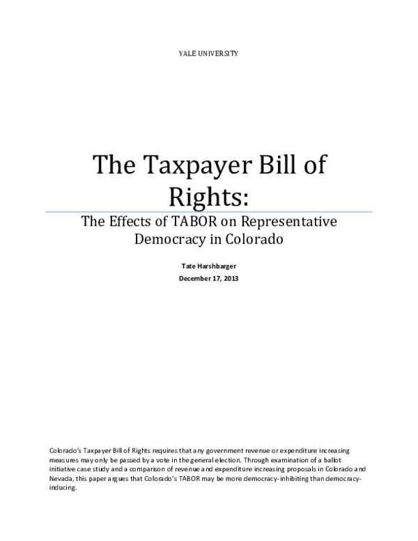 (PDF) The Taxpayer Bill of Rights: The Effects of TABOR on ...