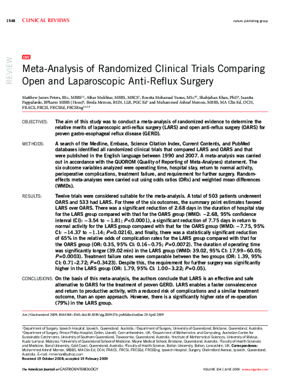 (PDF) Meta-Analysis of Randomized Clinical Trials Comparing Open and ...