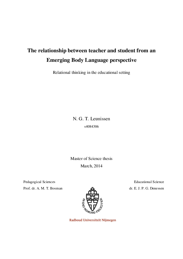 (PDF) The relationship between teacher and student from an Emerging ...