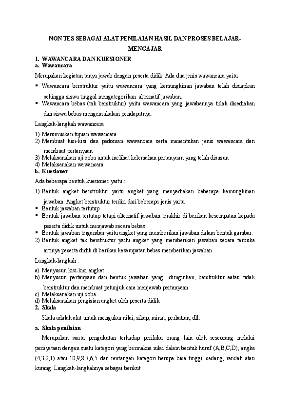 (DOC) NON TES SEBAGAI ALAT PENILAIAN HASIL DAN PROSES (DOC) NON TES SEBAGAI ALAT PENILAIAN HASIL DAN PROSES