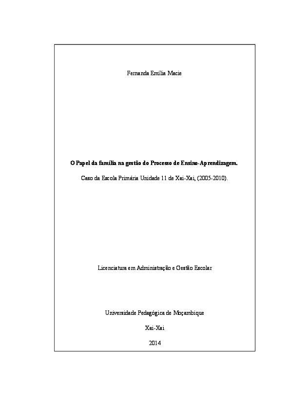 (DOC) O Papel da família na gestão do Processo de Ensino-Aprendizagem ...